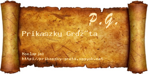 Prikaszky Gréta névjegykártya